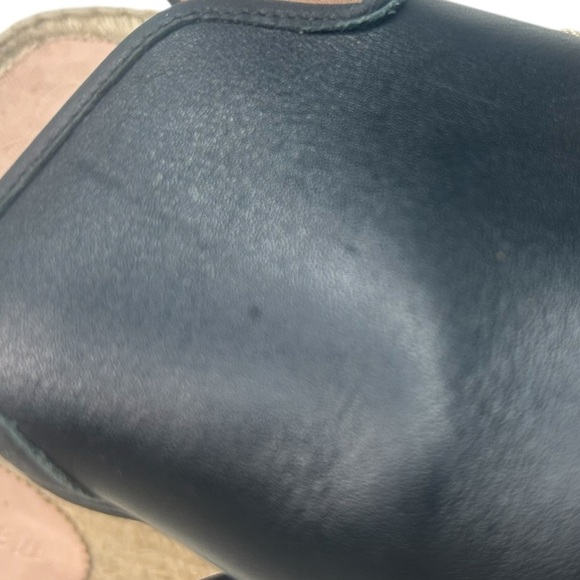 J. Crew Black Leather Slip On Espadrilles Mules Shoes Women SZ 7.5 Preppy Boho - Picture 12 of 13